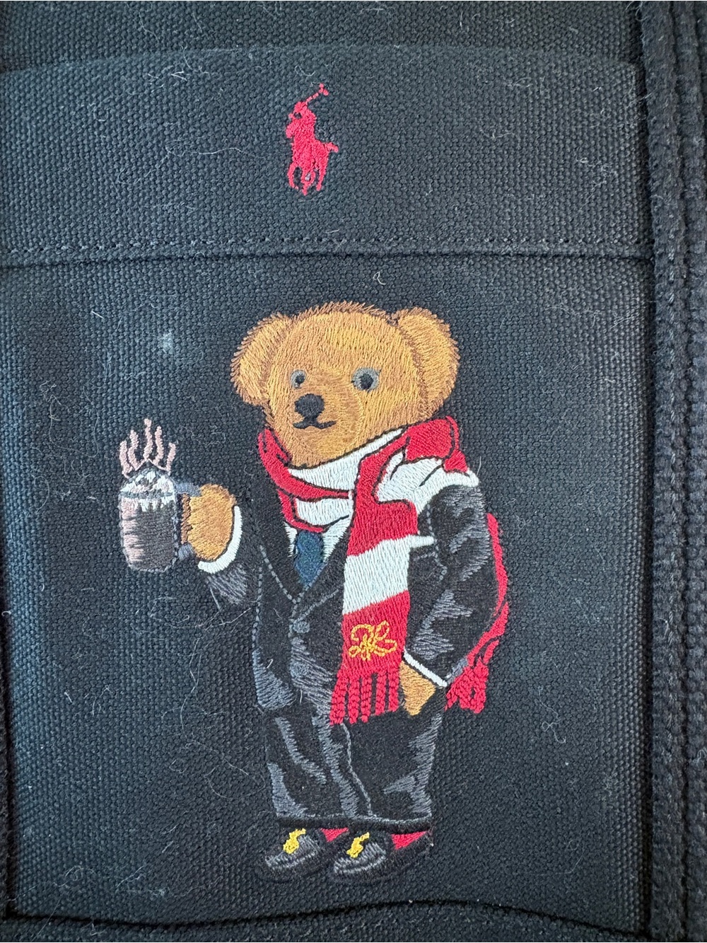 Polo by Ralph Lauren Navy Canvas Bear-Embroidered Tote - Picture 2 of 7